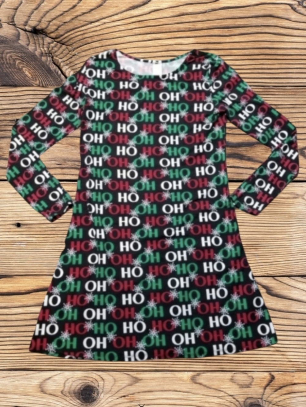 WOMEN'S - M CHRISTMAS DRESS BLACK WITH"HO HO HO"WRITING